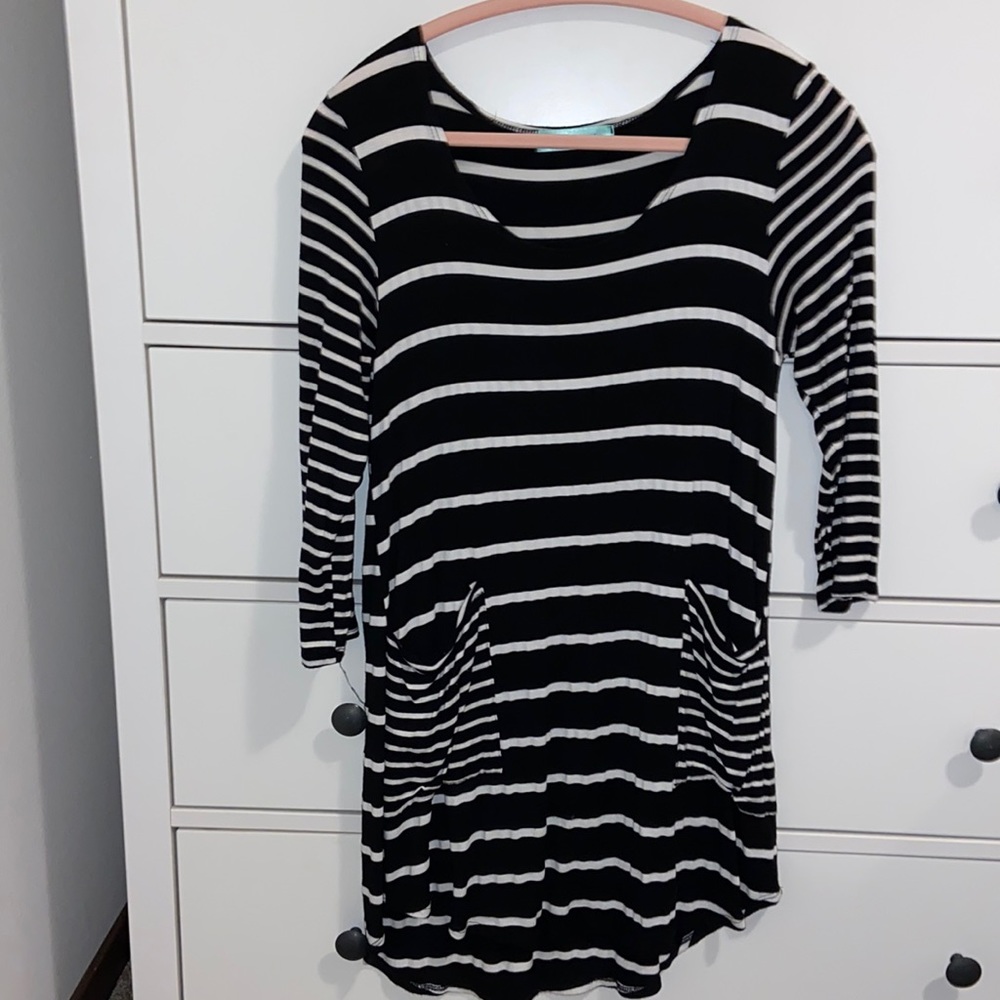Black and white striped dress size S - great condition